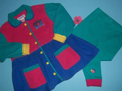 Gymboree VTG girls "SEWING LINE?" 2 PC  SET...MEDIUM...RAINBOW TAG...FALL  1994 - Image 1 of 4