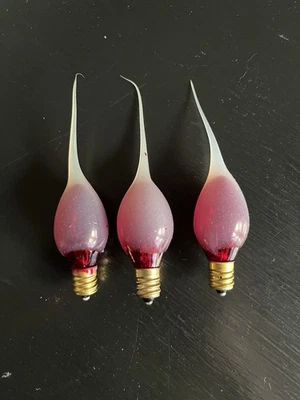 3 C7 Silicone Dipped Red Light Bulbs Flame Halloween Candle - Image 1 of 2