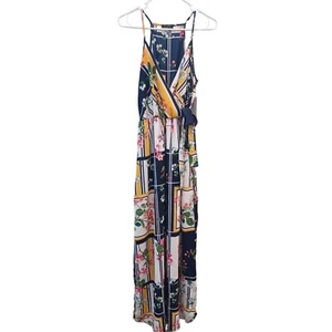 Scobe Dress Medium Womens Multicolor Floral Maxi Floor Long Colorblock Strappy - Picture 1 of 17