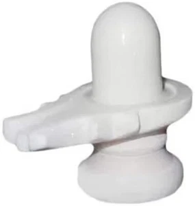 Weißer Marmor Shivling Andacht Lord Shiva Lingam (Höhe: 2 Zoll) - Bild 1 von 3