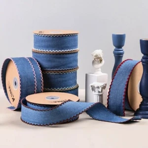 Denim Lace Ribbon 10 Yards Double Face Strong Handmade for DIY Craft Hair Bows - Picture 1 of 31