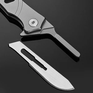 Stainless Steel Quick-opening Folding Knife Mini Folding Keychain Scalpel - Picture 1 of 8