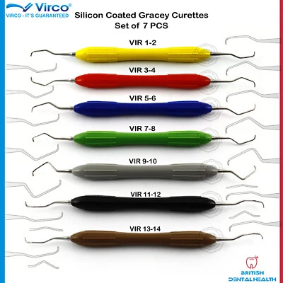 VIRCO DENTAL SILICONE COATED GRIP GRACEY CURETTES PERIODONTAL INSTRUMENT ROOT SCALER