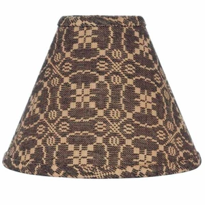 Lamp Shade 10 inch Colonial Style Jacquard Black & Tan Marshfield Ring Clip Top - Picture 1 of 8