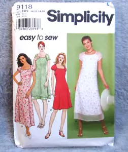 Semi Fitted Dress Overdress SIze 10 12 14 16 Simplicity 9118 Cap Sleeves - Picture 1 of 4
