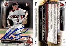 Matt Tabor Signed 2017 Bowman Draft #BD-168 Card Arizona Diamondbacks Auto