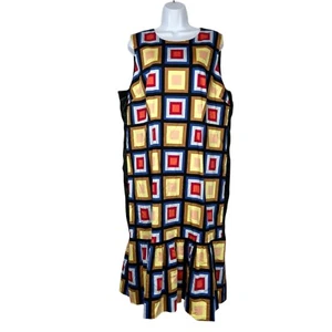 Kate Spade Flounce Hem Sheath Dress Size 16 Blocks of Color Sleeveless Stylish - Picture 1 of 14