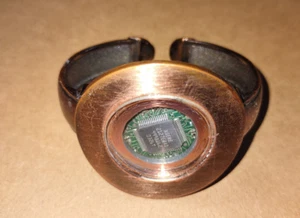 Steampunk Cast Metal Wrist Watch Round Old Used Watch With A Computer Part - Picture 1 of 5
