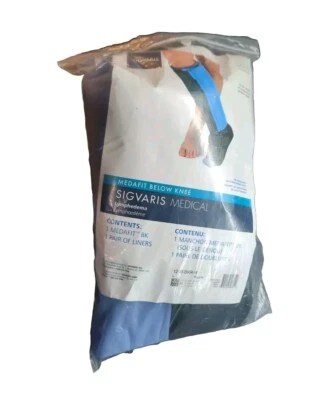 Sigvaris Medafit Compresión Debajo de la Rodilla Derecha Grande Regular 1203-BKR-R Foto 1 de 2
