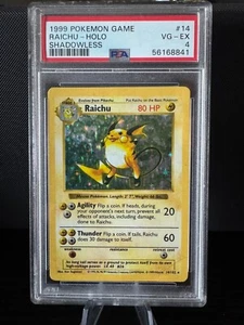1999 Pokémon TCG | Raichu Holo 14/102 | WOTC Base Set | PSA 4 VG-EX | Shadowless - Picture 1 of 2