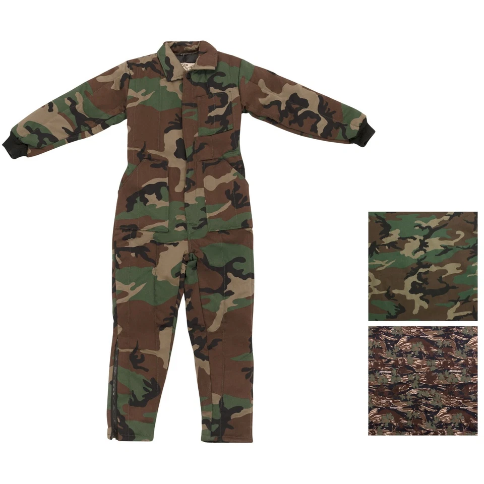 Boys Camo Insulated Coveralls Cold Weather Winter Snow Ski Outdoor Suit - Image 1 of 1