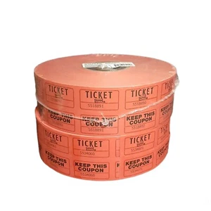 Raffle tickets RED Double Ticket 2000 Count per Roll 2 Rolls - Picture 1 of 2