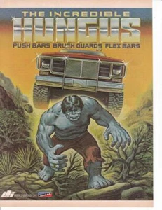 "The Hulk"  RARE 1978 Incredible Hungus Push Bar Print-Ad/ Great Original Art - Picture 1 of 1