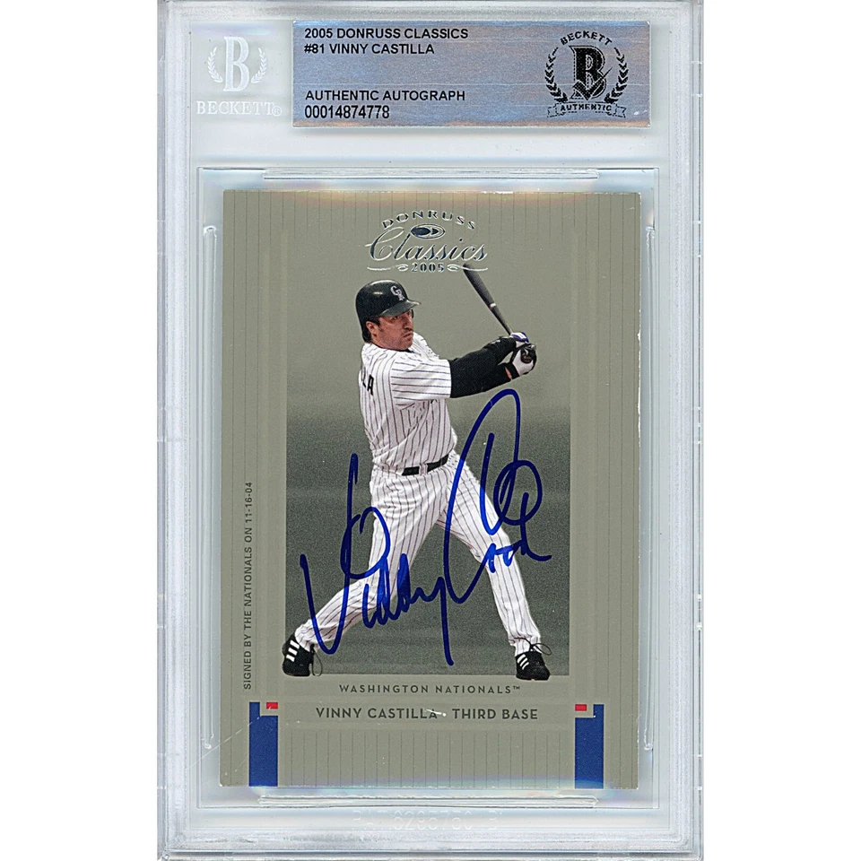 Vinny Castilla Signed 2005 Donruss #81 Card AUTO BAS Beckett Slabbed Rockies - Image 1 of 4