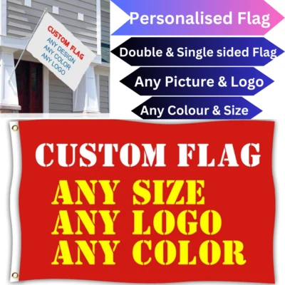 CUSTOM PRINTED PERSONALISED FLAG/ BANNER | ANY DESIGN-Free | ANY SIZE | UK SELER - Image 1 of 4