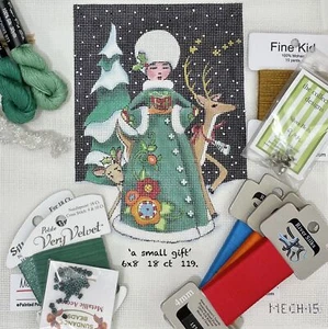 Poni pintado pintado a mano lienzo a punta de aguja un pequeño regalo Mary Englebreit Navidad - Imagen 1 de 1