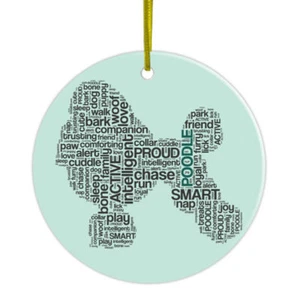 Caniche Impreso a Mano Cerámica Navidad Vacaciones Perro Adorno - Imagen 1 de 1