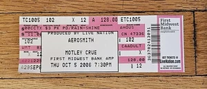 Aerosmith Motley Crue Concert Ticket Stub Oct 5th 2006 Illinois Full Ticket  - Picture 1 of 2