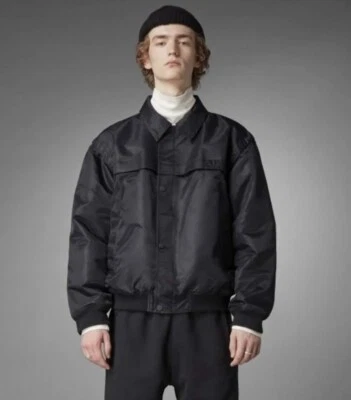 Adidas синий версия Bomber куртка HB1698 атласной черный размер маленький LE пальто верхний жилет - Изображение 1 из 4