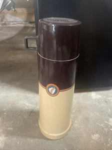 Vintage VTG Retro Thermos  24F 722 84A73 Tan Coffee Bottle 32 Oz  COMPLETE - Picture 1 of 8
