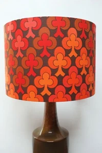 Original 70er Jahre Stoff Lampenschirm, Retro, Lyon Stoff von Kanitz - 30 cm Trommel, rot - Bild 1 von 6