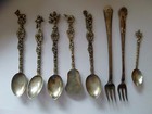 Antique Silver Demitasse Spoons, Italy, Bordini Montagnani  forks mixed lot 