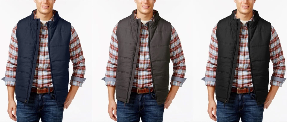 Weatherproof Microfiber Puffer Vest Mens Full Zip Insulated Sleeveless Jacket - Image 1 of 1