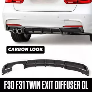 DIFUSOR PARACHOQUES TRASERO ASPECTO CARBONO BMW SERIE 3 F30 F31 M SPORT DOBLE ESCAPE - Imagen 1 de 8