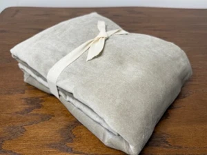 NEW-West Elm 48 x 96" Cotton Velvet Curtain, Unlined, Celedon - Picture 1 of 5