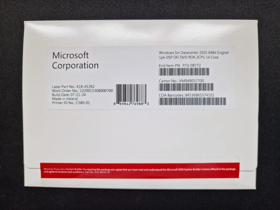 Microsoft Windows Server 2025 Datacenter 16 Core DVD - Bild 1 von 1