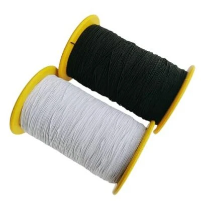 2 rollos de hilo elástico de 0,5 mm para rebordear hilo elástico tela blanco y negro Foto 1 de 4