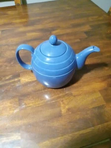 Vintage Pottery Ringware Cobalt Blue Individual Teapot 2 Cup 7 inch Long - Picture 1 of 4