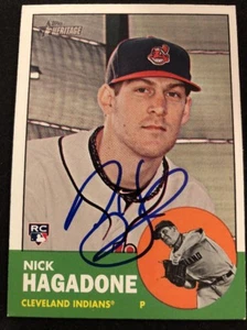 Tarjeta Topps Heritage 2012 autografiada por Nick Hagadone Indians #152 certificado de autenticidad - Imagen 1 de 5