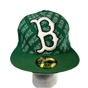 Boston Red Sox MLB 59Fifty New Era Green Cap Baseball Hat Fitted 7 5/8 7.625 - Picture 1 of 10
