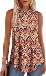 High Neck Tank Tops for Women Loose Fit Sleeveless Top Summer Clothes Womens Tun - Picture 1 of 13
