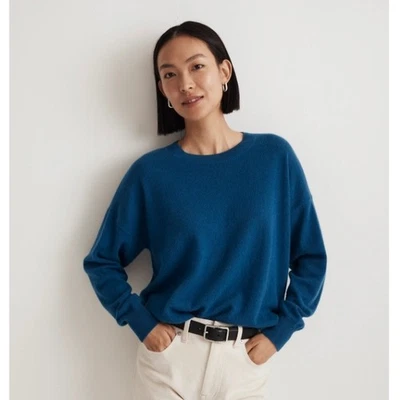 Suéter Madewell Mujer Extra Pequeño Azul Cachemira Cuello Redondo Pullover Preppy Foto 1 de 4