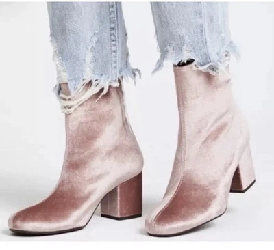 Free People Velvet Cecile Bootie Rose Pink Ankle Boots Size EU 37 US 6.5 - Image 1 of 4