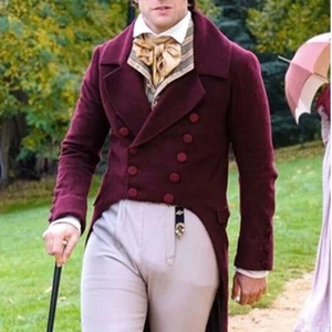 Men's Jane Austen Maroon wool Custom Made Regency Tailcoat - Picture 1 of 4