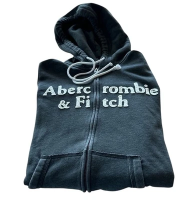 Abercrombie Fitch Hoodie Y2K Youth Size Large Full Zip Gray Fleec - Image 1 of 4