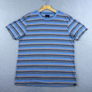 Prana Men's Striped T-Shirt Tee Size L Blue Short Sleeve Outdoor Hiking Camping - Picture 1 of 6