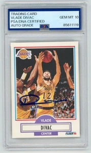 Carta VLADE DIVAC firmata 1990 Fleer Rookie #91 PSA AUTO 10 - Foto 1 di 2