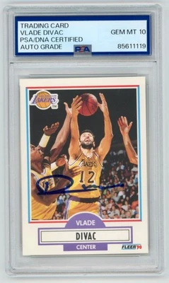 VLADE DIVAC Signed 1990 Fleer Rookie Card #91 PSA AUTO 10 - Image 1 of 2