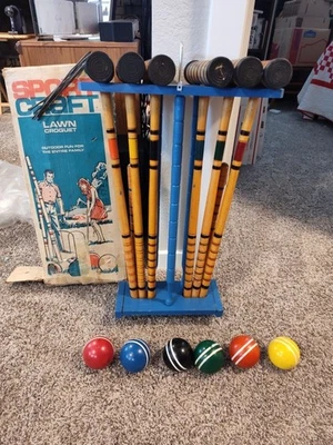 Sport craft Croquet Game 6 players Excellent condition Blue Stand Missing Wheels - Image 1 of 4