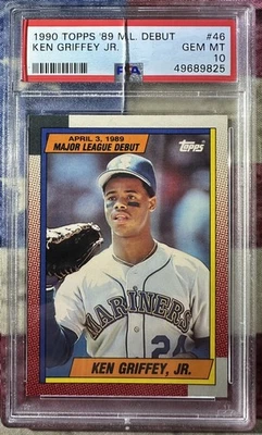 1990 Topps #46 Ken Griffey Jr PSA 10 GEM MT - losa agrietada (delantera y trasera) Foto 1 de 2