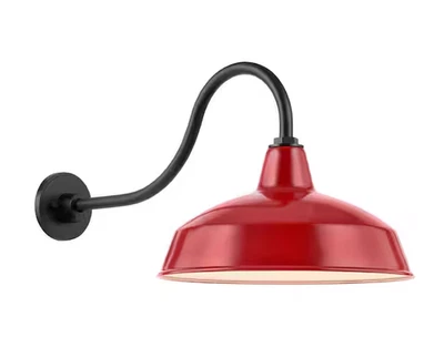 Easton 14 pol. Arandela lanterna de parede externa celeiro vermelho 1 luz com sombra de aço - Imagem 1 de 4