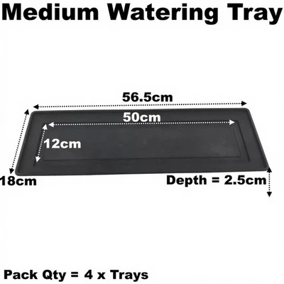 Medium Plant Pot Drip Watering Tray Saucer  Black Windowsill Seed Trays Qty = 4 - Image 1 of 4