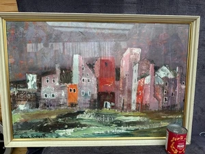 Huge Anne Redpath Framed Print  Houses on the Lagoon  Murano Italy - Picture 1 of 14