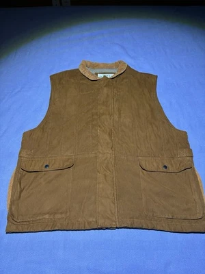 Orvis Faux Suede Vest Size XXL, Tree Bark Brown Color, Corduroy Collar - Image 1 of 4