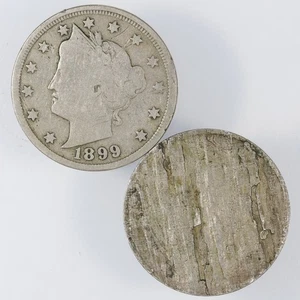 1899 Liberty V Nickel - Mint Error Split Planchet After Strike / Both Halves - Picture 1 of 4