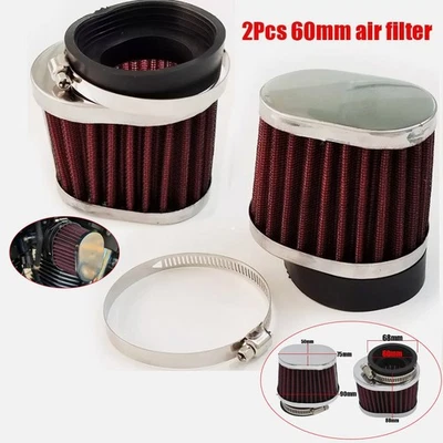 2 peças filtro de ar de alto fluxo para motocicleta 60 mm limpador de cápsulas de ar de scooter motocross - Imagem 1 de 4
